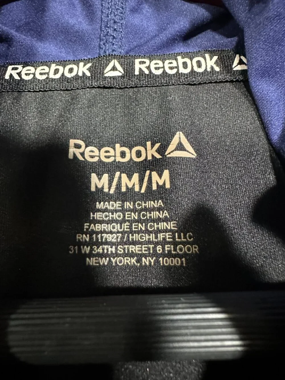 Reebok Track Jacket Womens Medium Blue Stretch Long Sleeve Thumb Holes Full Zip